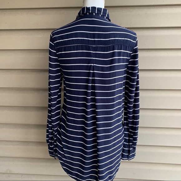 •Beachlunchlounge• Striped Tab Sleeve Blouse-SizeS - Picture 6 of 11